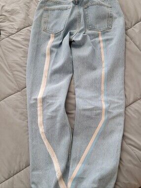 ✨Still Here Tate Jeans 24 – Pink/Peach Painted Back Stripe